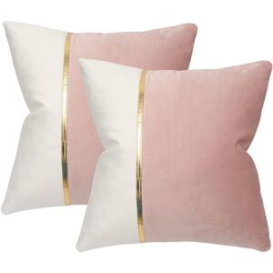 Pink and White Velet Decorative Throw Pillow COVERS 18x18
Never Used
